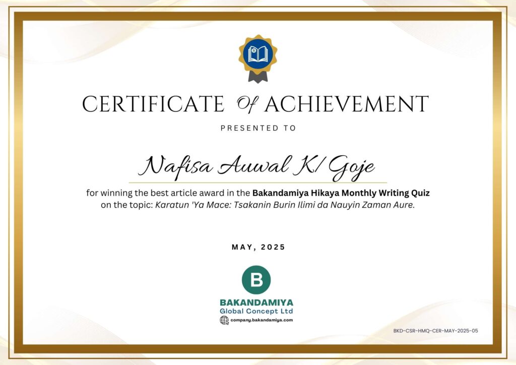 Nafisa Auwal K/Goje Cert - May 2025